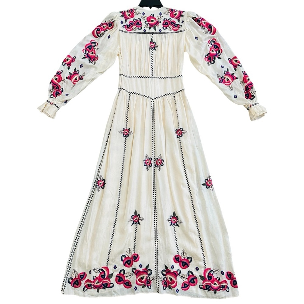 Isabel Marant Moyrae Embroidered Floral Silk Maxi Dress size 36 | US 4 Bohemian - Picture 12 of 16